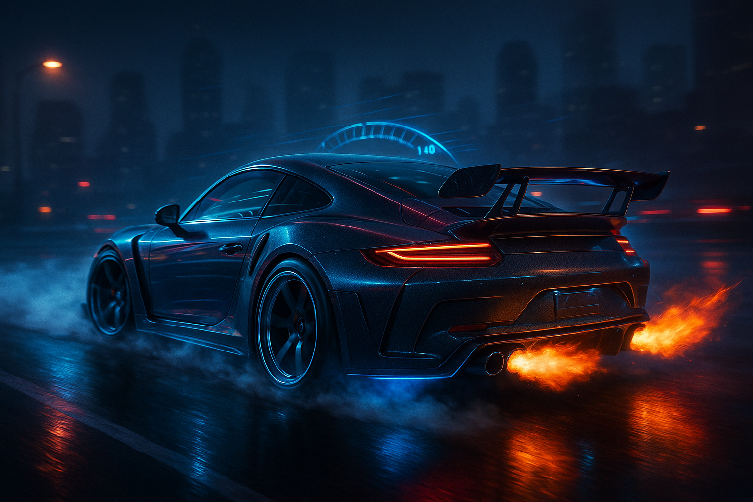 bit of flame coming out from the exhaust as NoS is activated