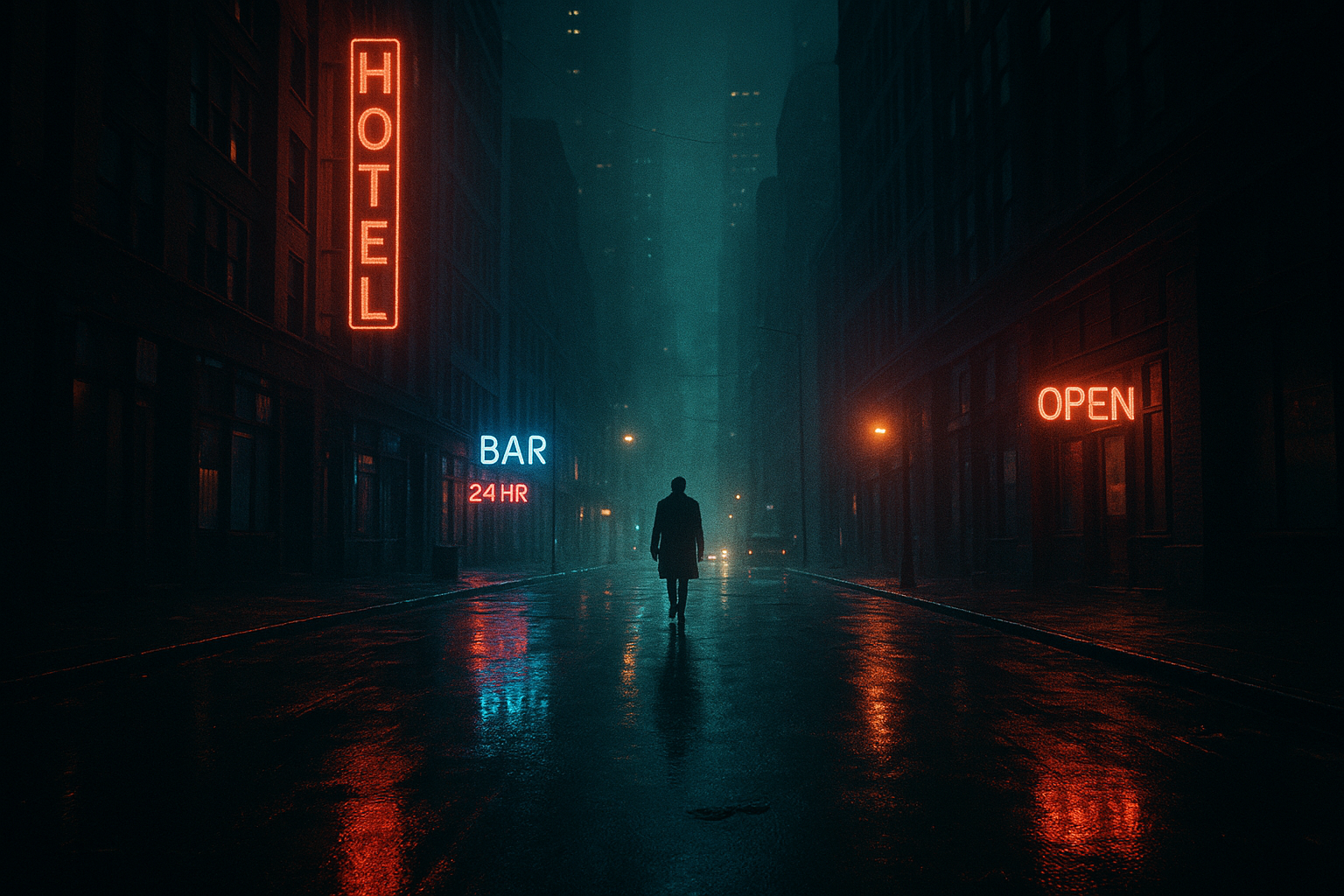 replace signs which spells out "neon" to something else relevant for the image and atmospehere